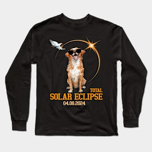 Total Solar Eclipse 2024 Funny Dog Long Sleeve T-Shirt